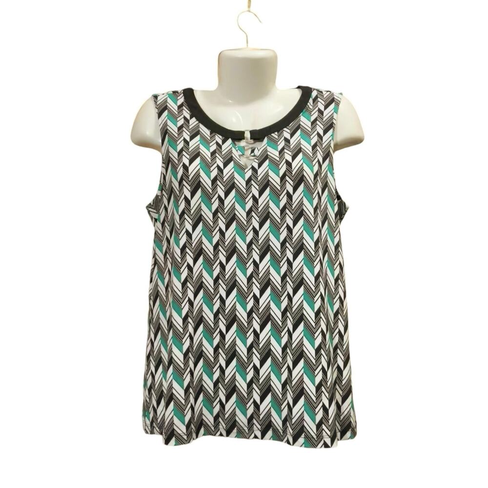 Christopher & Banks Women's Multicolor Geometric Sleeveless Blouse | Size M
